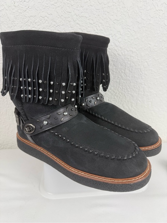 Coach Shoes - Coach | Roccasin | Shearling Fringe Boots | Black Suede | Women's 9B